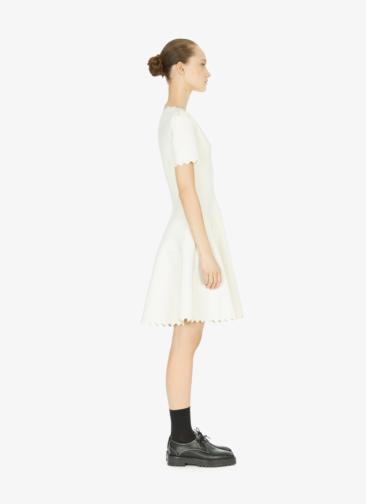 Wool-blend jersey skating-style dress ALAÏA PEARL WHITE WOOL-BLEND JERSEY SKATING-STYLE DRESS